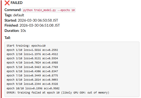 Slack failure notification example