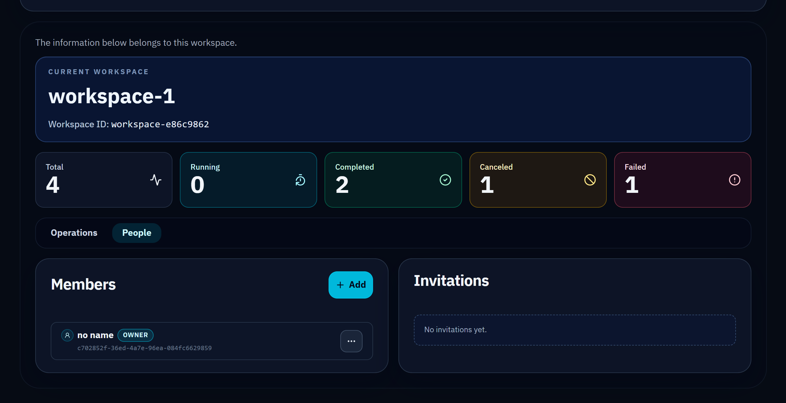 Members tab with invitation and add controls